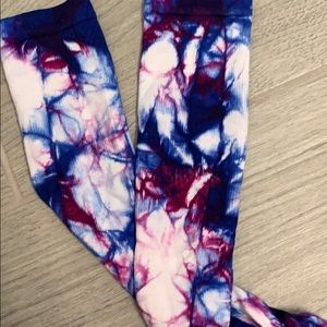 Nurse mates tie dye compression socks.